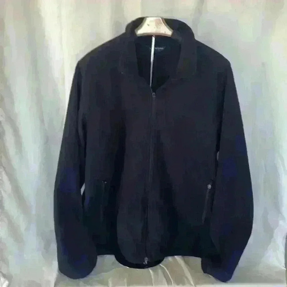 Lands End Mens black fleece jacket with 7 pockets zipper closure - Picture 12 of 14